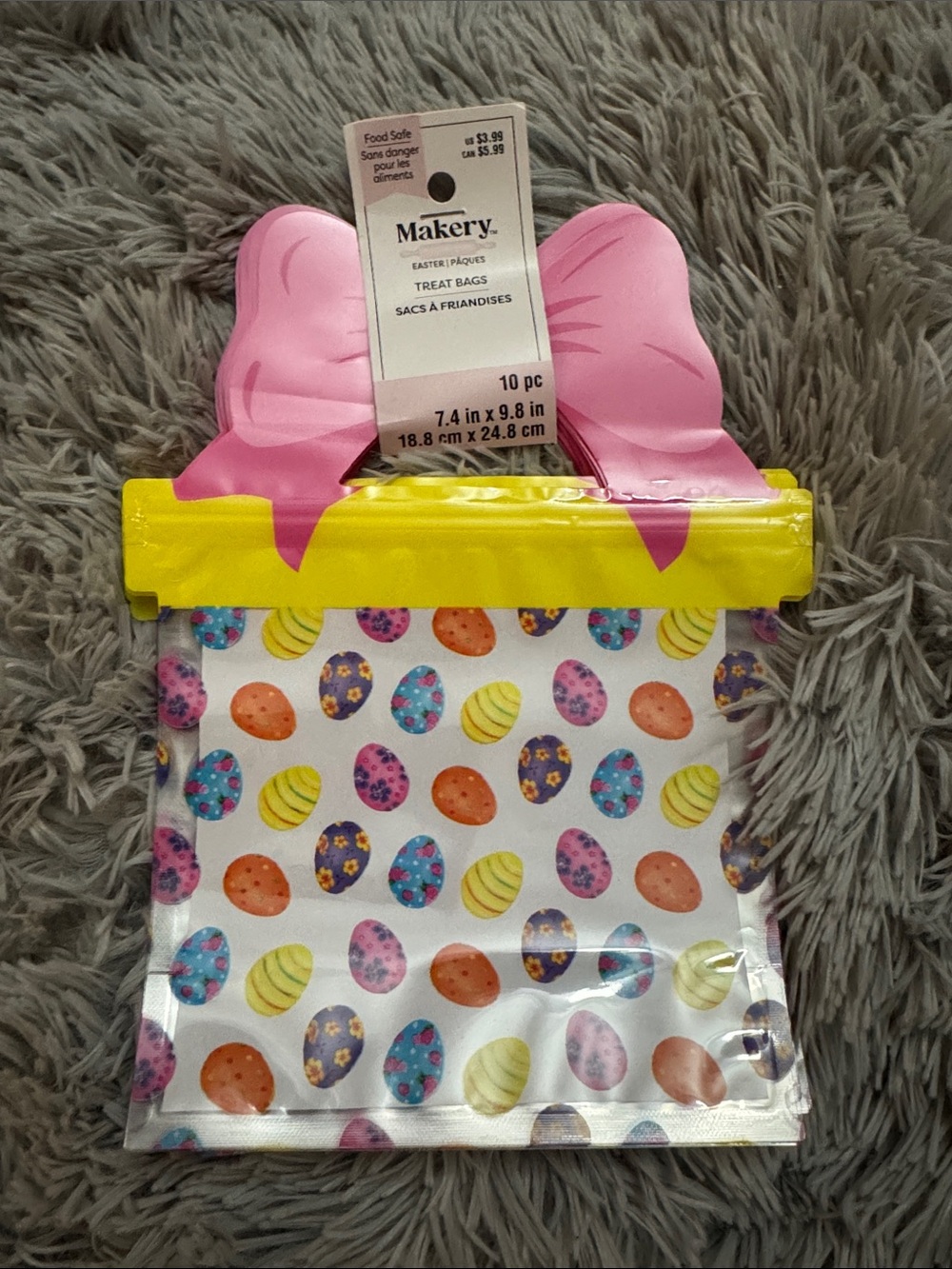 Pink & Yellow Easter Treat Bags with Egg Pattern